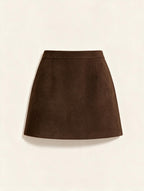 V-Neck Woolen Coat and Mini Skirt Set