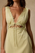 Connie Ivory Lace Tie-Front Midi Dress