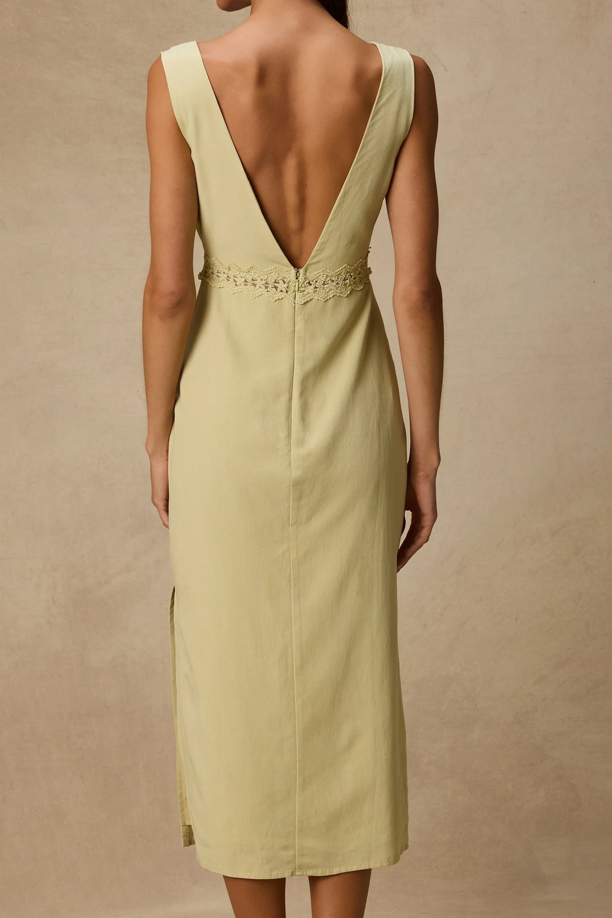 Connie Ivory Lace Tie-Front Midi Dress