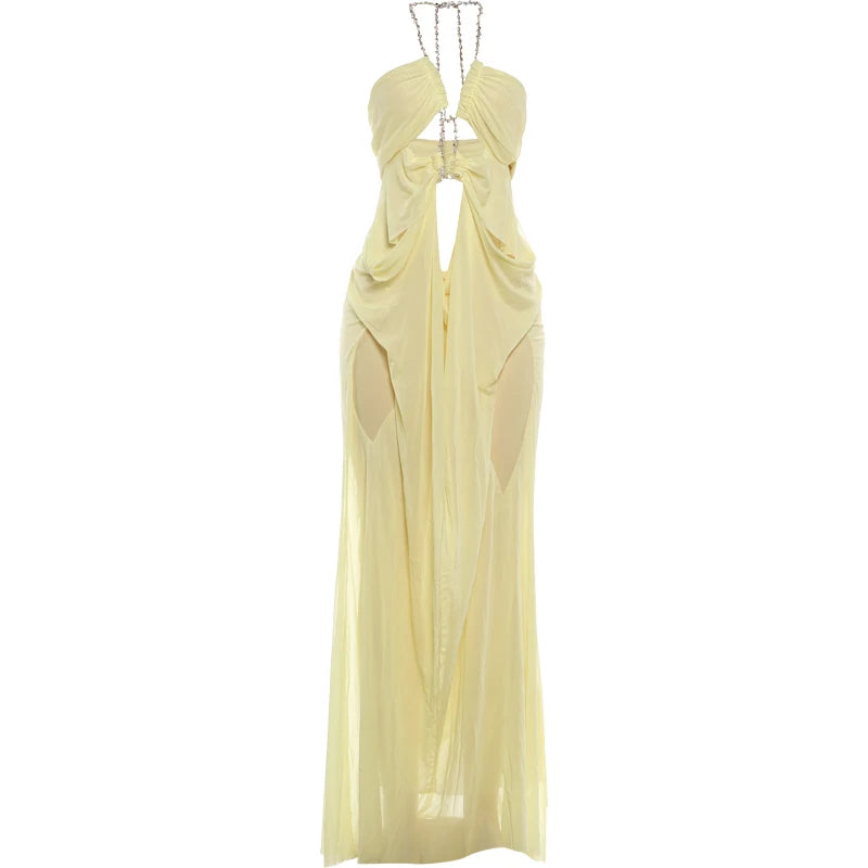 Nibber Halter Low-Neck Backless Sleeveless Vestidos