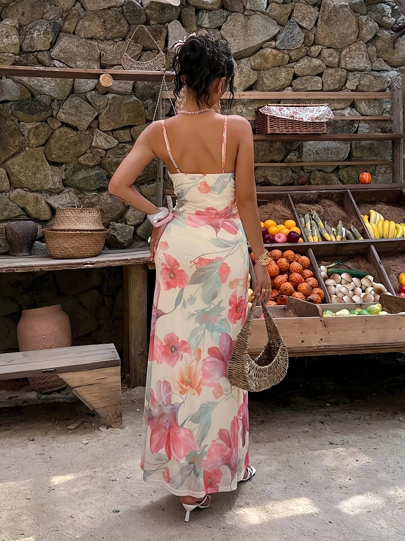 Floral Strapless Floor-Length Maxi Dress