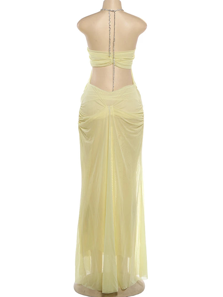 Nibber Halter Low-Neck Backless Sleeveless Vestidos