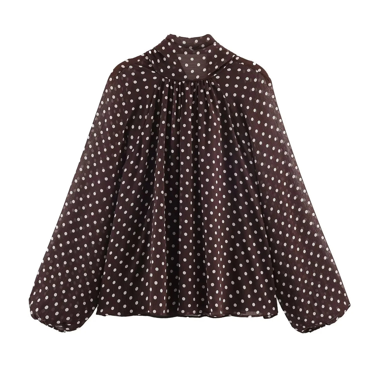 Polka Dot Tiered V-Neck Blouse