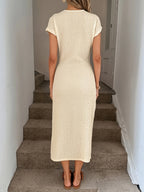 Asymmetrical Button Detail Maxi Dress