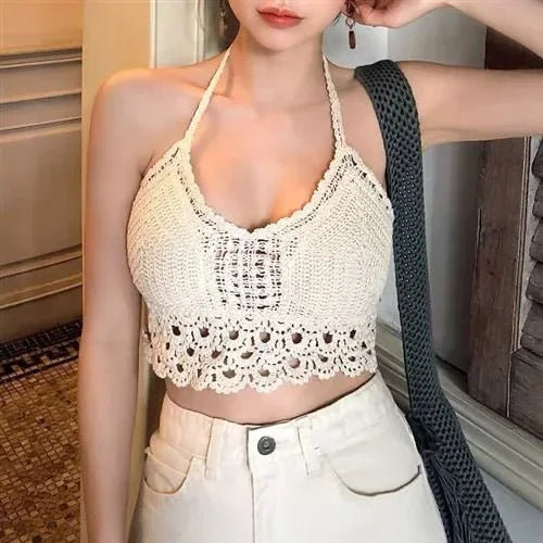 Hollow-Out Knit Cami Top