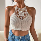 Hollow-Out Knit Cami Top