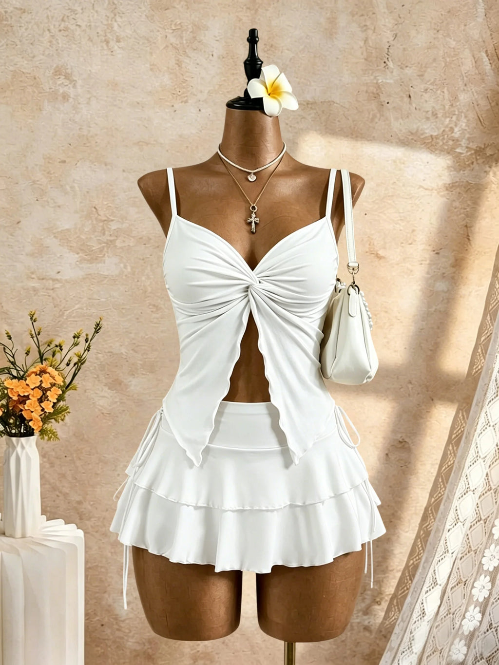 High-Waist Mini Skirt Set