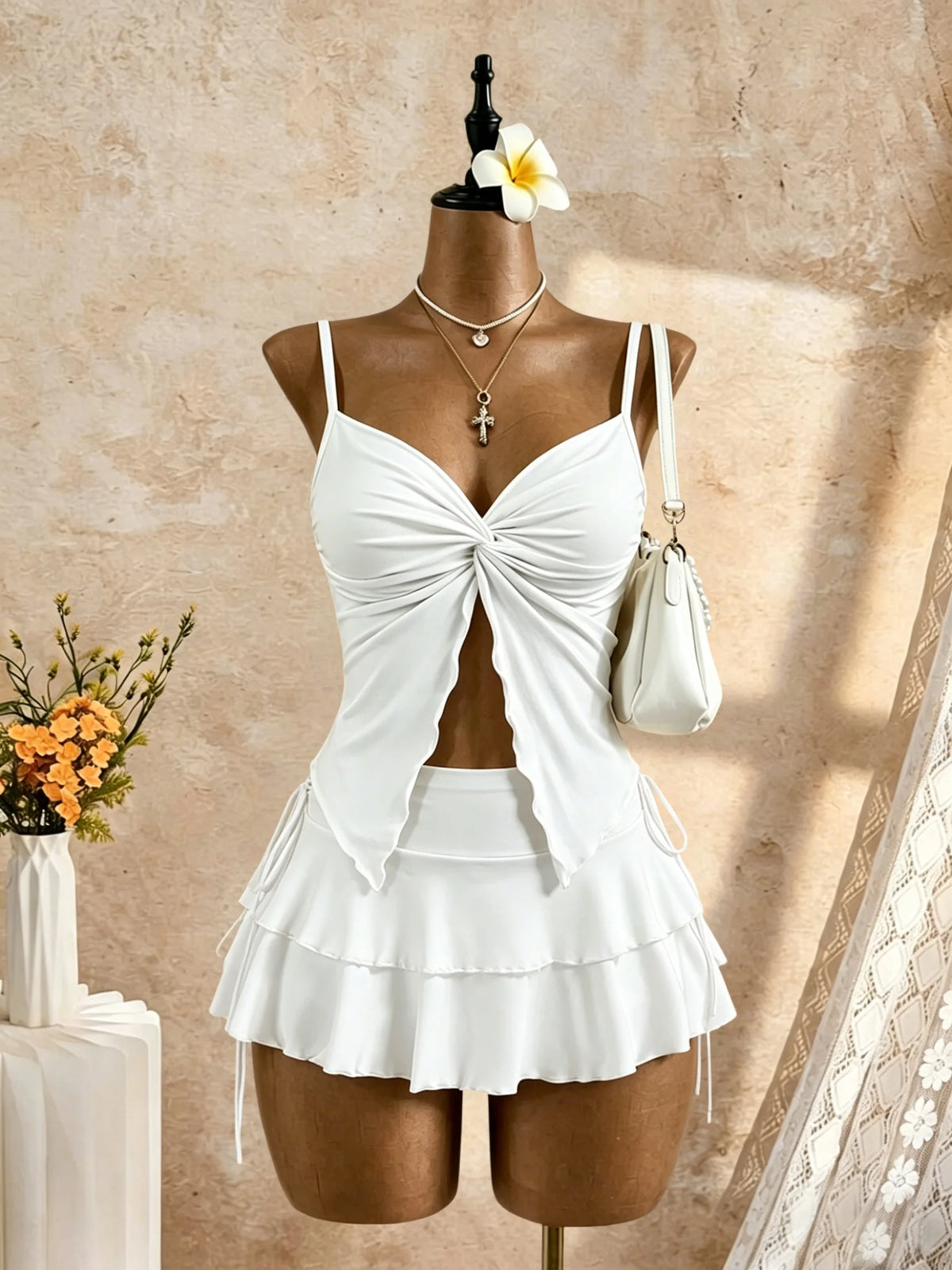 High-Waist Mini Skirt Set