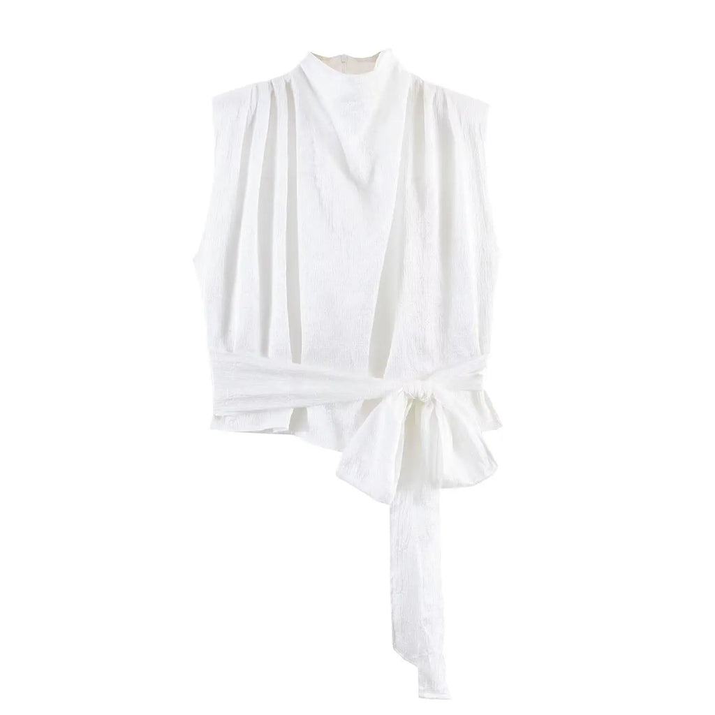 Women's Top 2026 Spring New Style Orange Sleeveless Satin Texture Long Ribbon Top Elegant and Stylish Unique Fashion Focus