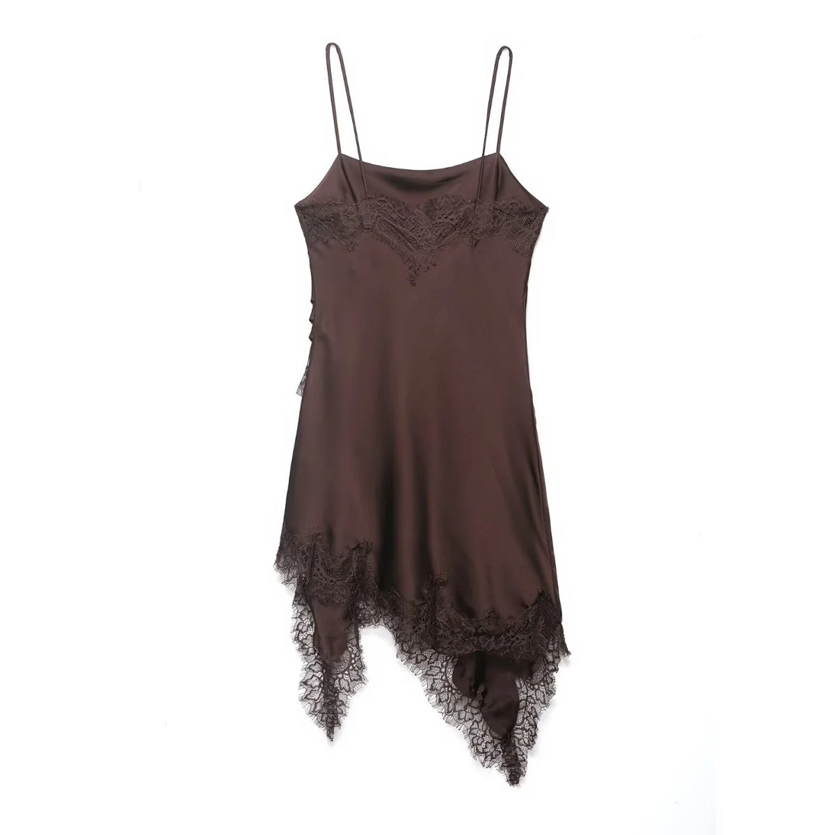Women Lace Sling Strapless Dress Female Fashion Summer Asymmetric Satin Mini Dresses Chic Lady Evening Dress