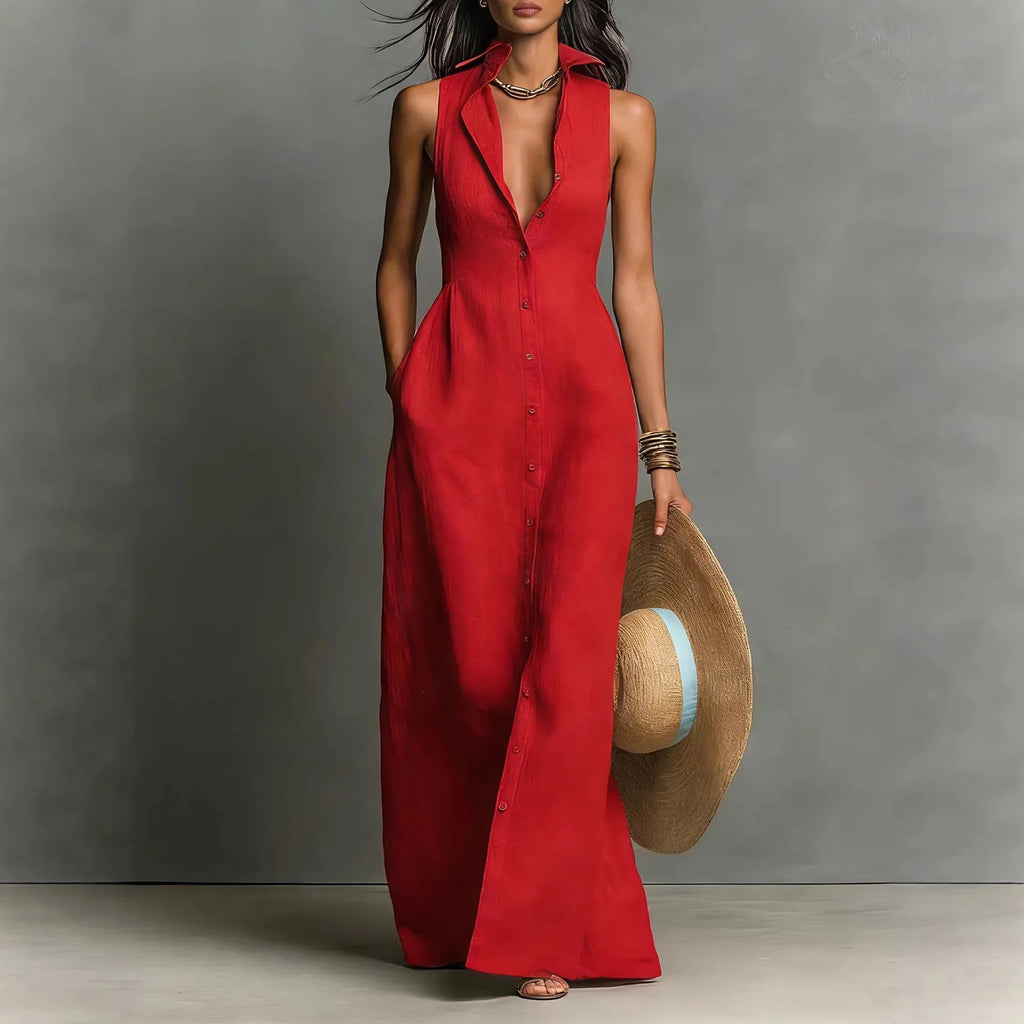 Neck Summer Beach  Sundress