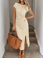 Asymmetrical Button Detail Maxi Dress