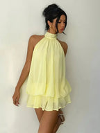 Halter Ruffle Chiffon Mini Dress