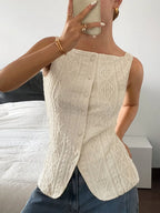 Geometric Textured Sleeveless Shirt