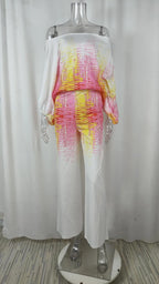 Striped Batwing Sleeve Two-Piece Set