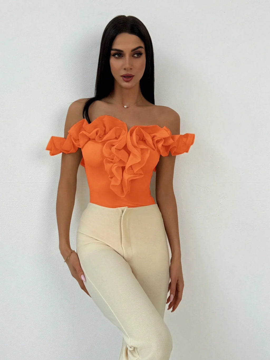 Backless Petal Sleeve Knit Top