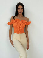 Backless Petal Sleeve Knit Top