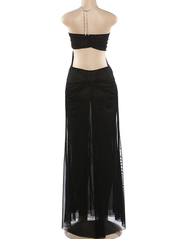 Nibber Halter Low-Neck Backless Sleeveless Vestidos