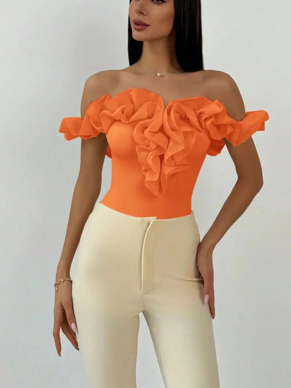 Backless Petal Sleeve Knit Top