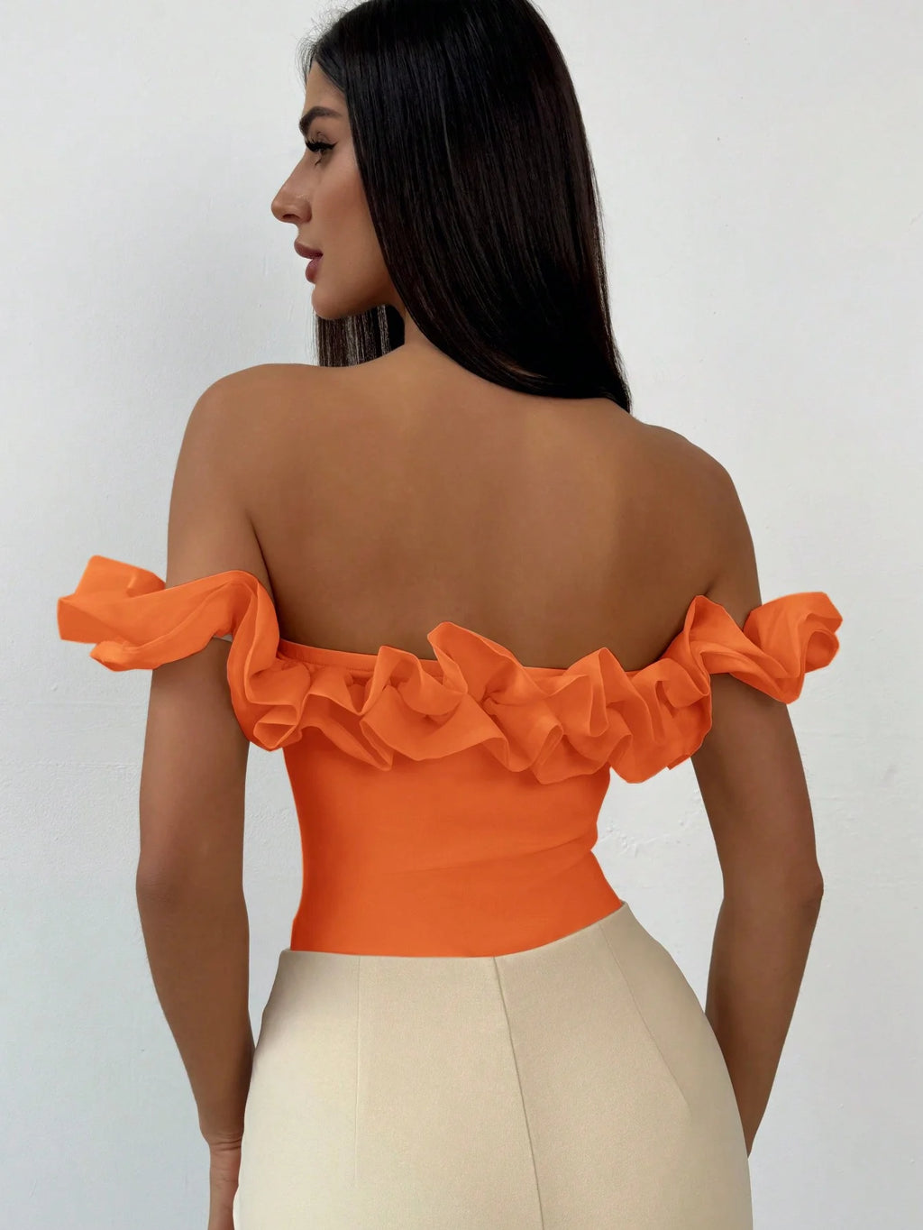 Backless Petal Sleeve Knit Top