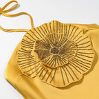 Halter Appliqué Floor-Length Dress