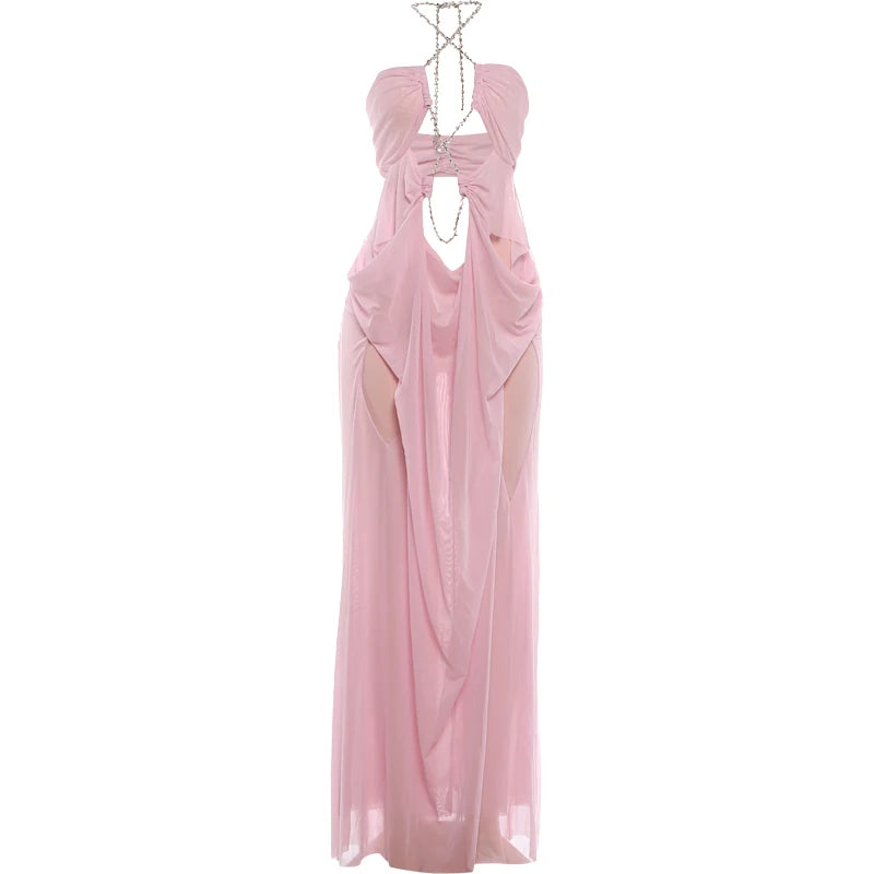 Nibber Halter Low-Neck Backless Sleeveless Vestidos