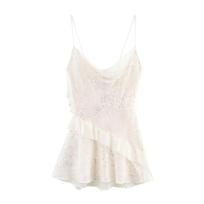 MUJER 2025 Sequin Mini Dress Woman Sexy Slip Party Dresses for Women Summer Backless Women's Dress Straps Beach Short Dresses