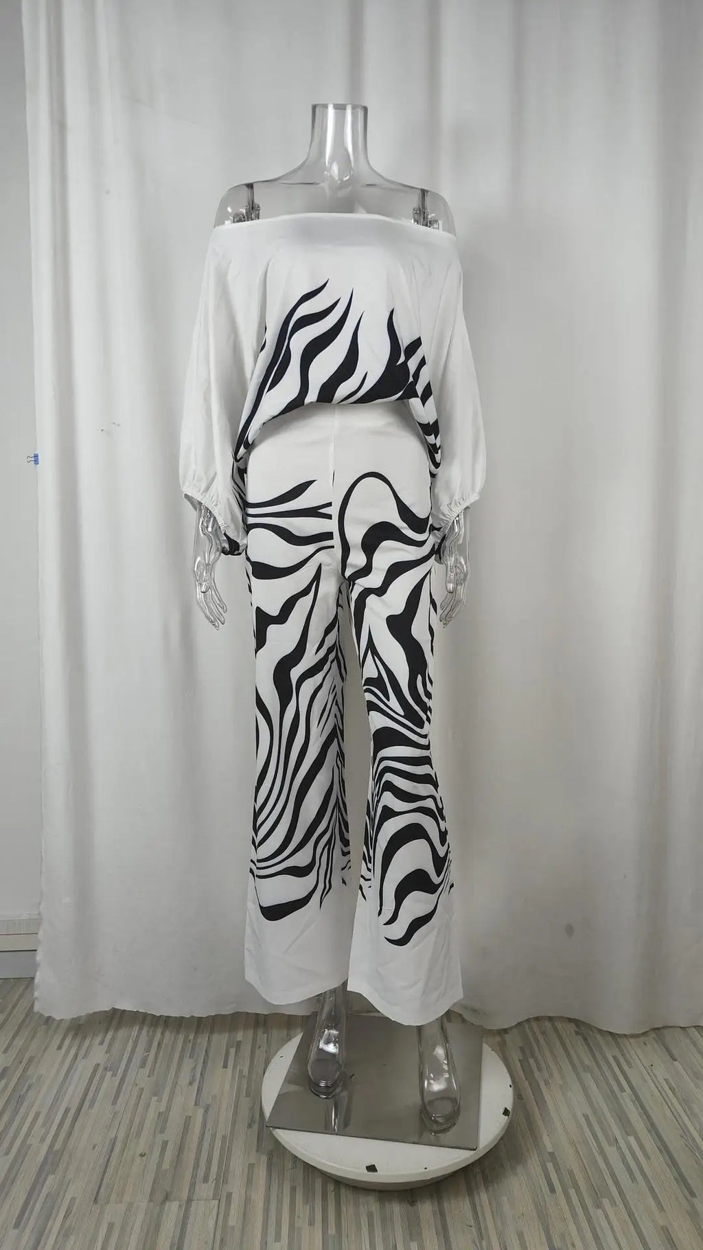Striped Batwing Sleeve Two-Piece Set