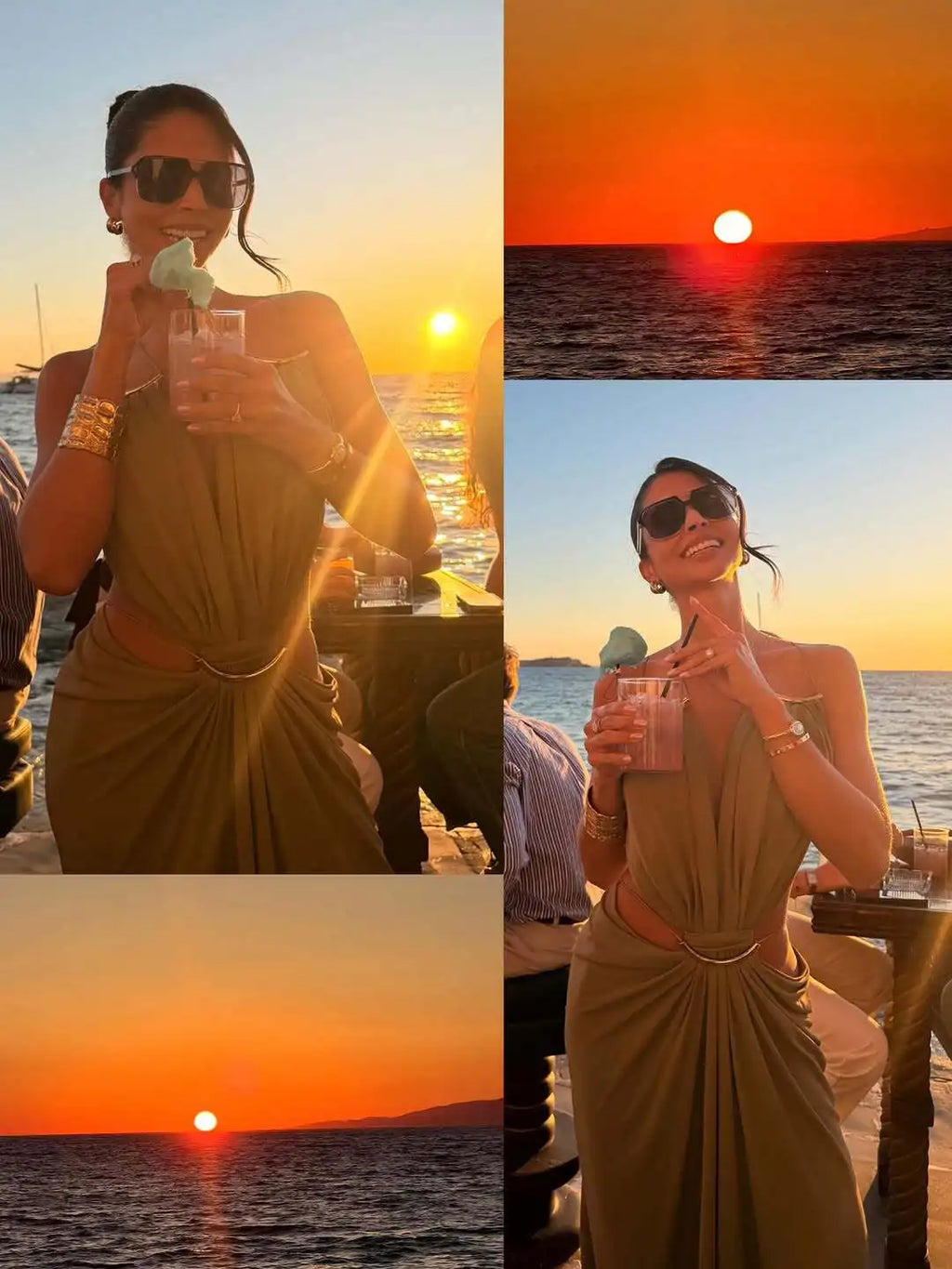 Women Halter Long Dress Deep V Neck Cutout Backless Evening Party Dress Metal Ring Twist Waist Bodycon Club Night Out Dresses