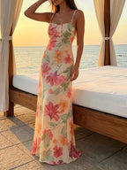 Floral Strapless Floor-Length Maxi Dress