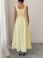 Square Neck Tie-Front Ruffle Maxi Dress