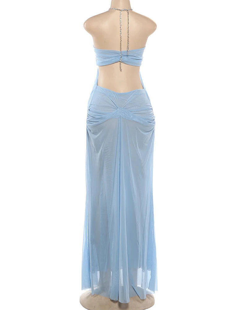 Nibber Halter Low-Neck Backless Sleeveless Vestidos