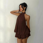 Halter Ruffle Chiffon Mini Dress
