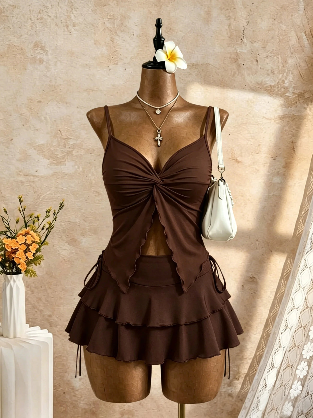 High-Waist Mini Skirt Set