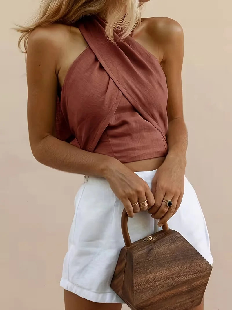 Backless V-Neck Top