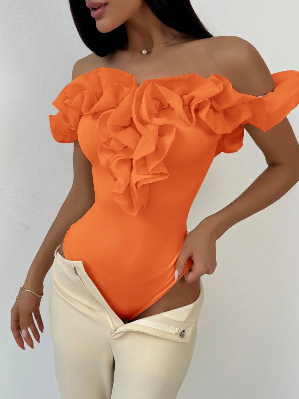 Backless Petal Sleeve Knit Top