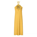 Halter Appliqué Floor-Length Dress