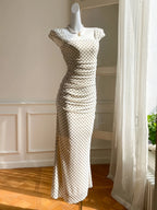 Polka Dot Hollow-Out Mermaid Knit Dress