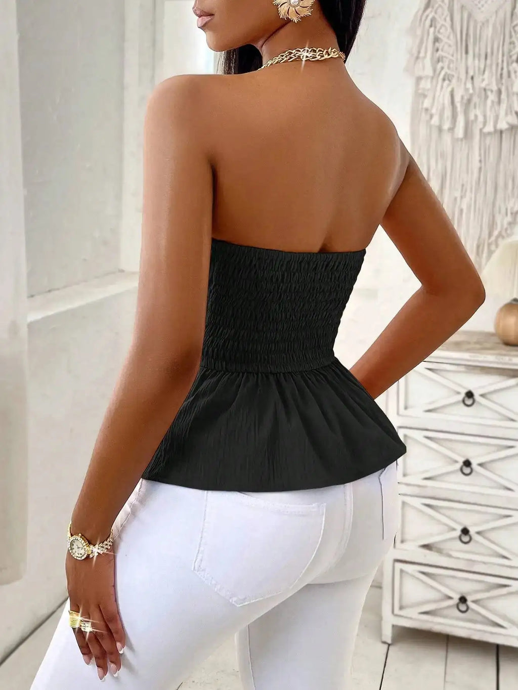 Elegant Black Strap Tank Top