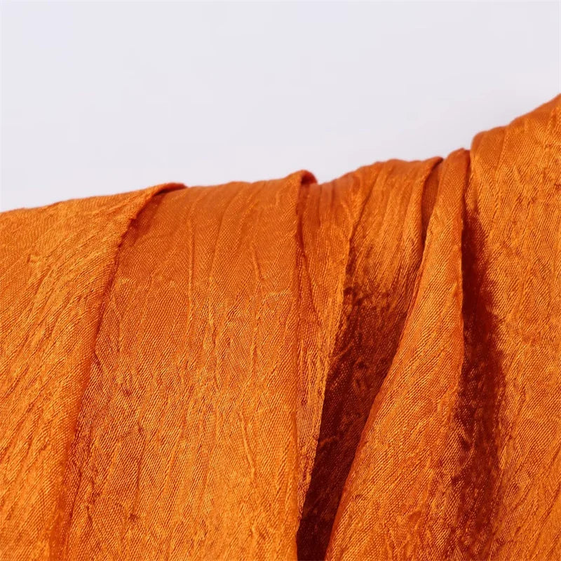 Women's Top 2026 Spring New Style Orange Sleeveless Satin Texture Long Ribbon Top Elegant and Stylish Unique Fashion Focus