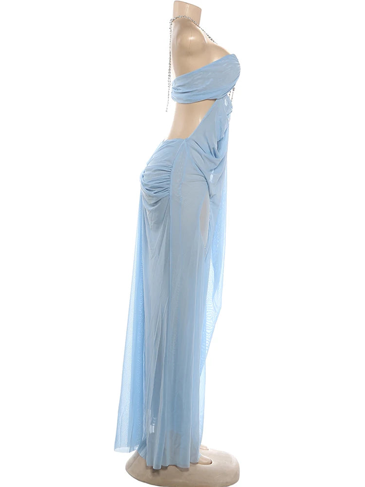Nibber Halter Low-Neck Backless Sleeveless Vestidos