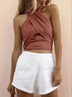 Backless V-Neck Top