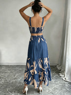 Printed Ruffle A-Line Midi Dress