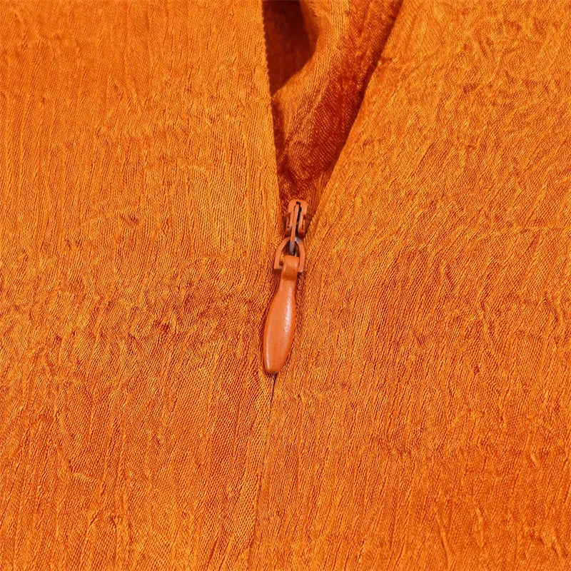 Women's Top 2026 Spring New Style Orange Sleeveless Satin Texture Long Ribbon Top Elegant and Stylish Unique Fashion Focus