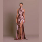 Turtleneck Shirred A-Line Maxi Dress