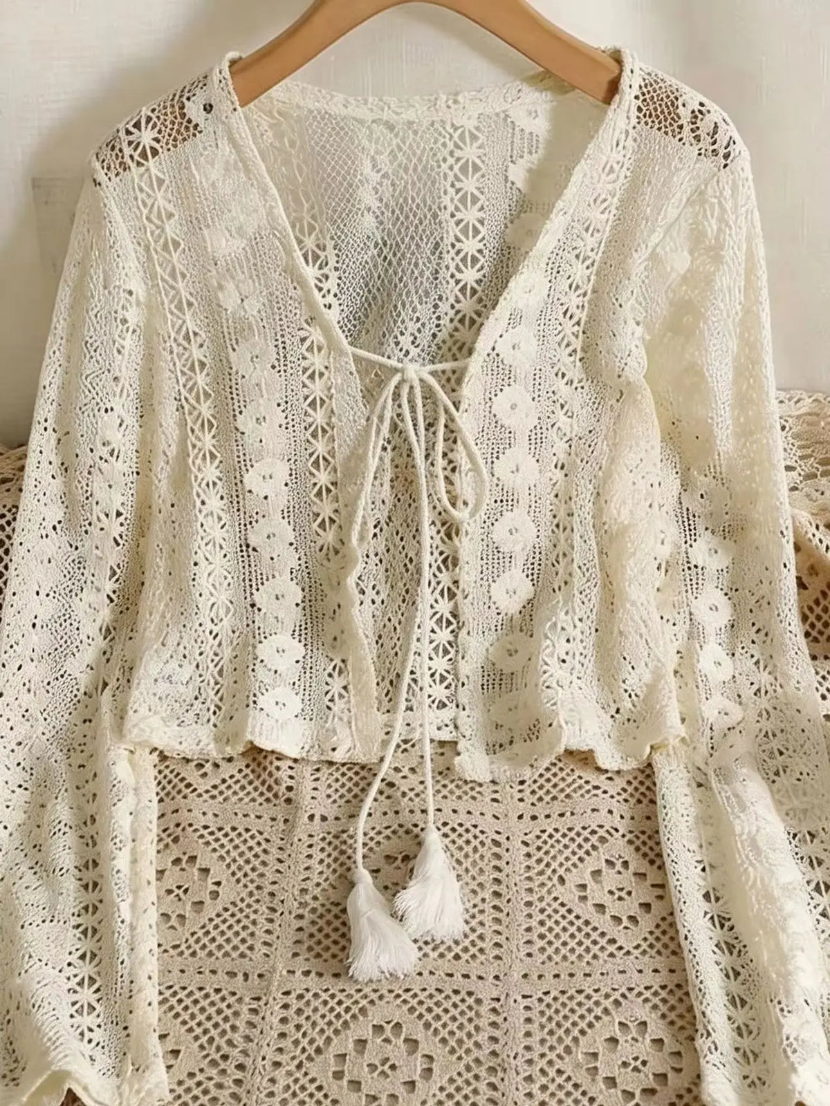 Lightweight Hollow-Out Knit Cardigan
