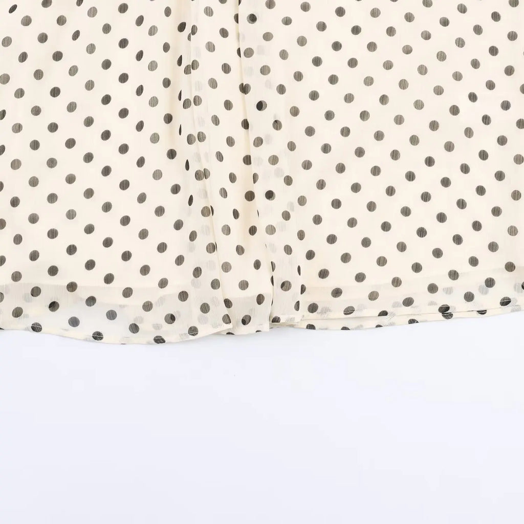 Polka Dot Tiered V-Neck Blouse