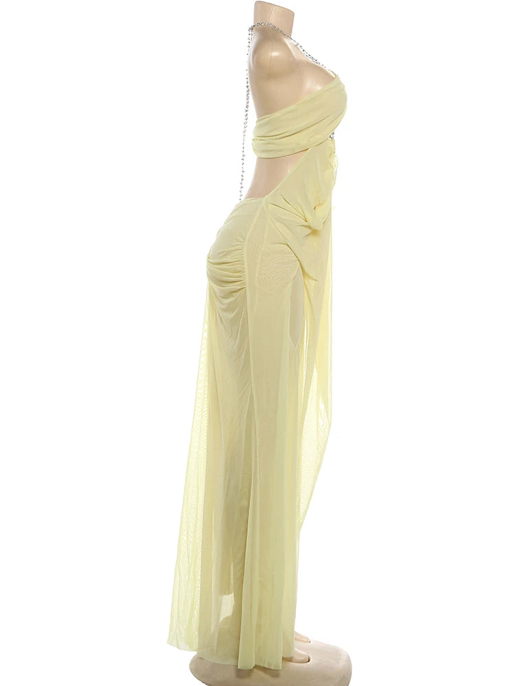 Nibber Halter Low-Neck Backless Sleeveless Vestidos
