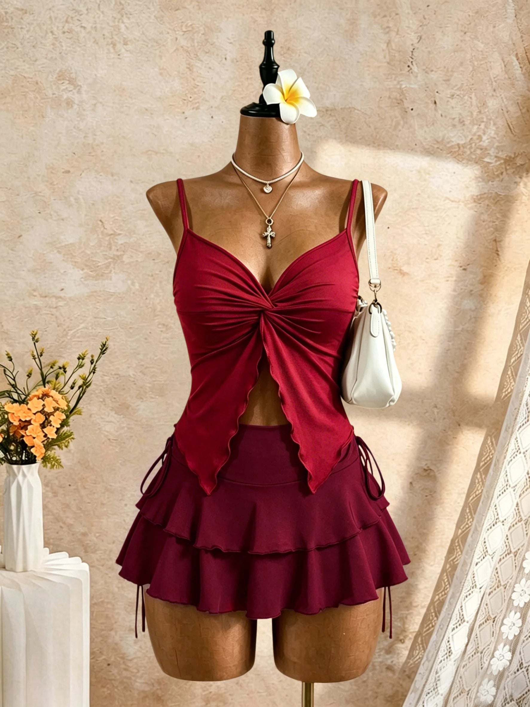 High-Waist Mini Skirt Set