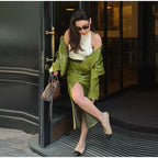 Ruched Blazer and Knee-Length Skirt Set